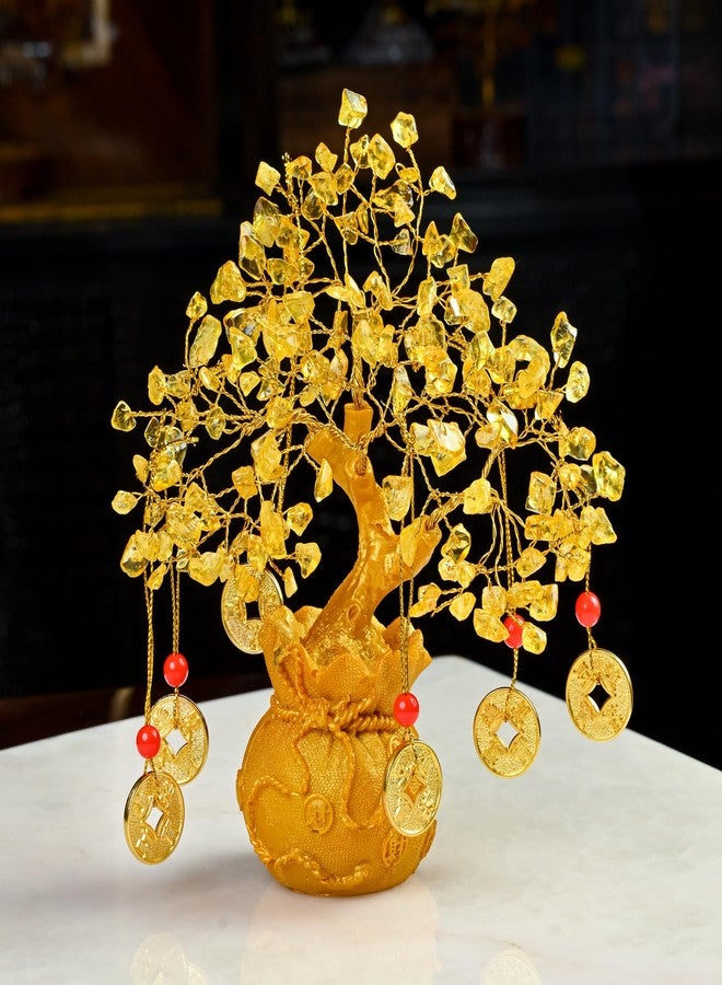 Crocon Citrine Crystal Tree of Life - Feng Shui Money Tree with 6 Coins & Potli Base - Reiki Healing Bonsai Tree for Wealth & Abundance - Crystal Tree for Positive Energy & Home Decor - Image 1